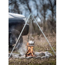 Plieninis trikojis su grandine ir kabliu petromax trikojis