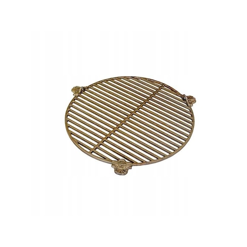 Apvalios ketaus grotelės virš grilio ugnies