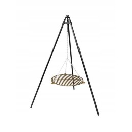 Apvalios ketaus grotelės virš grilio ugnies