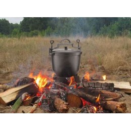 Ketaus medžioklinis virdulys, skrudintas, emaliuotas, 8l