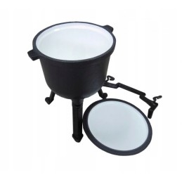 Ketaus medžioklinis virdulys, skrudintas, emaliuotas, 8l