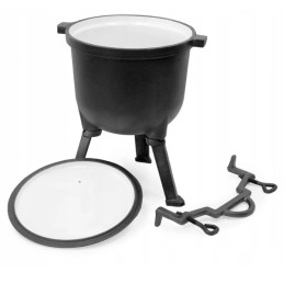 Ketaus medžioklinis virdulys, skrudintas, emaliuotas, 8l