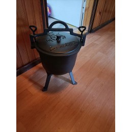 Ketaus medžioklinis virdulys, skrudintas, emaliuotas, 8l