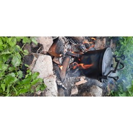 Ketaus medžioklinis virdulys, skrudintas, emaliuotas, 8l