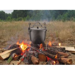 Ketaus medžioklinis puodas, vengriškas emaliuotas puodas, 8 litrai, laužui