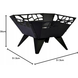 Židinys, dizainas sodui, balkonui, terasai, kvadratiniam, lauko naudojimui, milteliniu būdu dažytas plienas, juodas, 51,5 x 51,5