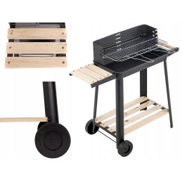 Didelė kepsninė su anglimis, reguliuojamos grotelės, lentynos, ratukai, nešiojamas