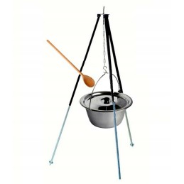 Teleskopinis trikojis 70/120 cm su 20 l nerūdijančio plieno puodu su dangčiu.