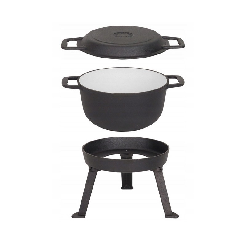 Emaliuotas ketaus medžioklinis katilas 3in1 kepsniai 10l laisvos ugnies mk602