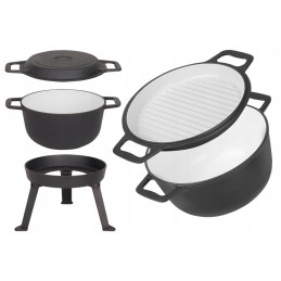 Emaliuotas ketaus medžioklinis katilas 3in1 kepsniai 10l laisvos ugnies mk602