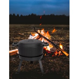 Emaliuotas ketaus medžioklinis katilas 3in1 kepsniai 10l laisvos ugnies mk602