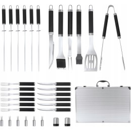 XXL kepsninės komplektas lagamine, priedai, kepsninės reikmenys 33in1