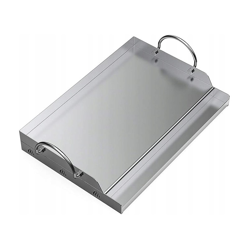 Stačiakampio formos nerūdijančio plieno plancha keptuvė, skirta daugeliui dujinių ir anglinių grilių (58,4 x 40,6 cm)