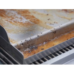 Stačiakampio formos nerūdijančio plieno plancha keptuvė, skirta daugeliui dujinių ir anglinių grilių (58,4 x 40,6 cm)