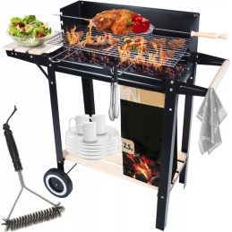 Sodo kepsninė su anglimis ant ratų, didelė rozetė, lentynos, grilis, nemokamas šepetys