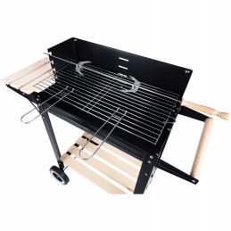 Sodo kepsninė su anglimis ant ratų, didelė rozetė, lentynos, grilis, nemokamas šepetys