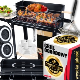 Sodo kepsninė su anglimis ant ratų, didelė rozetė, lentynos, grilis, nemokamas šepetys