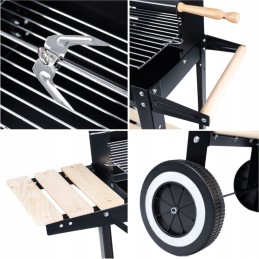 Sodo kepsninė su anglimis ant ratų, didelė rozetė, lentynos, grilis, nemokamas šepetys