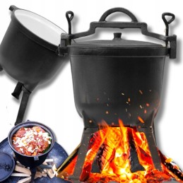 Super katilas, emaliuotas ketaus medžioklės puodas, 8l, laužui + receptai