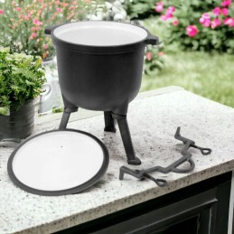 Super katilas, emaliuotas ketaus medžioklės puodas, 8l, laužui + receptai