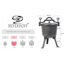 Laisvai statomas ketaus katilas, 8 litrų talpos medžioklės puodas, emaliuotas