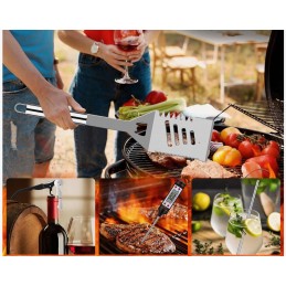 Priedų rinkinys, kepsninės reikmenys, kepsninės reikmenys, plieninės žnyplės, kepsninės kilimėlis be dėklo