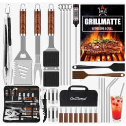 Priedų rinkinys, kepsninės reikmenys, kepsninės reikmenys, plieninės žnyplės, kepsninės kilimėlis be dėklo