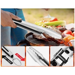 Priedų rinkinys, kepsninės reikmenys, kepsninės reikmenys, plieninės žnyplės, kepsninės kilimėlis be dėklo