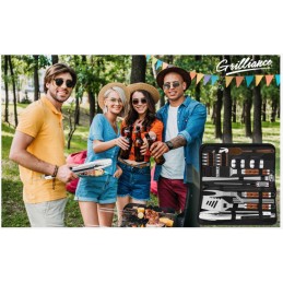 Priedų rinkinys, kepsninės reikmenys, kepsninės reikmenys, plieninės žnyplės, kepsninės kilimėlis be dėklo