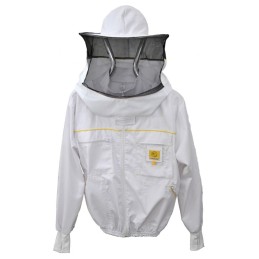 Megztinis su užtrauktuku su kepure łysoń premium linijos, baltas