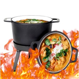 Emaliuotas ketaus medžioklinis katilas 3in1 kepsniai 10l laisvos ugnies mk602