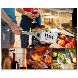 Priedų rinkinys, kepsninės reikmenys, kepsninės reikmenys, plieninės žnyplės, kepsninės kilimėlis be dėklo