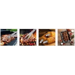 Priedų rinkinys, kepsninės reikmenys, kepsninės reikmenys, plieninės žnyplės, kepsninės kilimėlis be dėklo