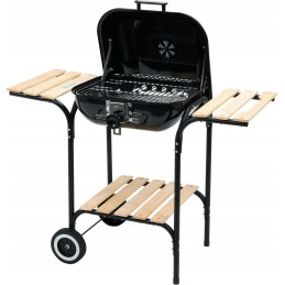 Anglies kepsninė su dangteliu ir medinėmis lentynomis, 45x40cm