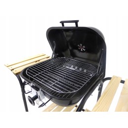 Anglies kepsninė su dangteliu ir medinėmis lentynomis, 45x40cm