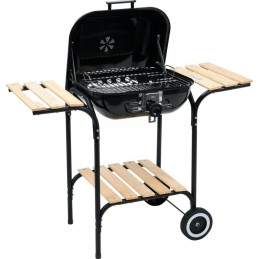 Anglies kepsninė su dangteliu ir medinėmis lentynomis, 45x40cm