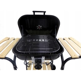 Anglies kepsninė su dangteliu ir medinėmis lentynomis, 45x40cm