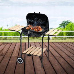 Anglies kepsninė su dangteliu ir medinėmis lentynomis, 45x40cm