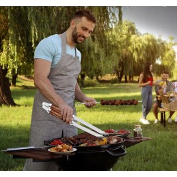 Grilio rinkinys su 26 priedais, šakėmis, mentele, žnyplėmis, šepečiu