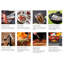 Grilio rinkinys su 26 priedais, šakėmis, mentele, žnyplėmis, šepečiu