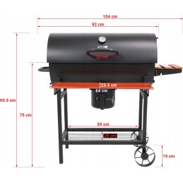 Grilis anglimis su dangteliu, grotelės 71x34,5cm