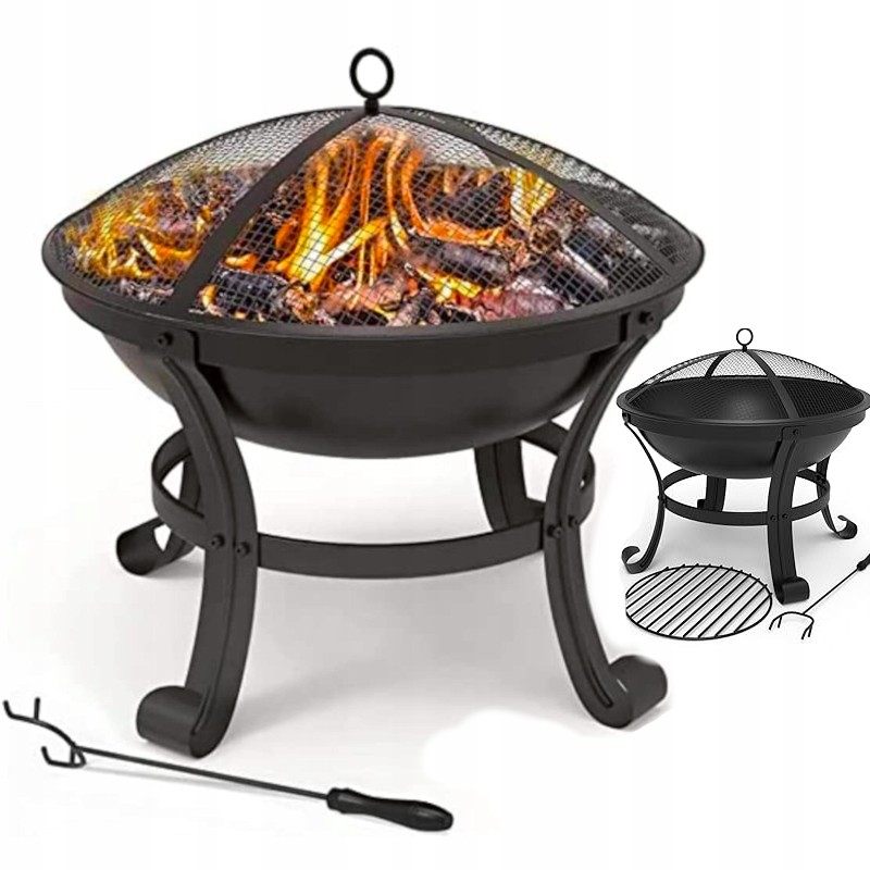 Židinys su apsauga nuo kibirkščių, grotelės, grilis terasai, sodas