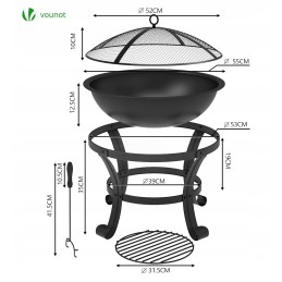 Židinys su apsauga nuo kibirkščių, grotelės, grilis terasai, sodas