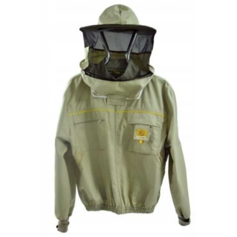 Bitininkystės megztinis su kepure, užsegamas užtrauktuku l