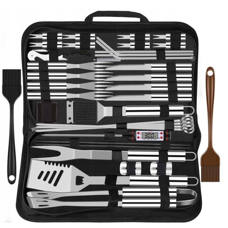 Priedų rinkinys, kepsninės reikmenys, kepsninės reikmenys, plieninės žnyplės, kepsninės kilimėlis be dėklo