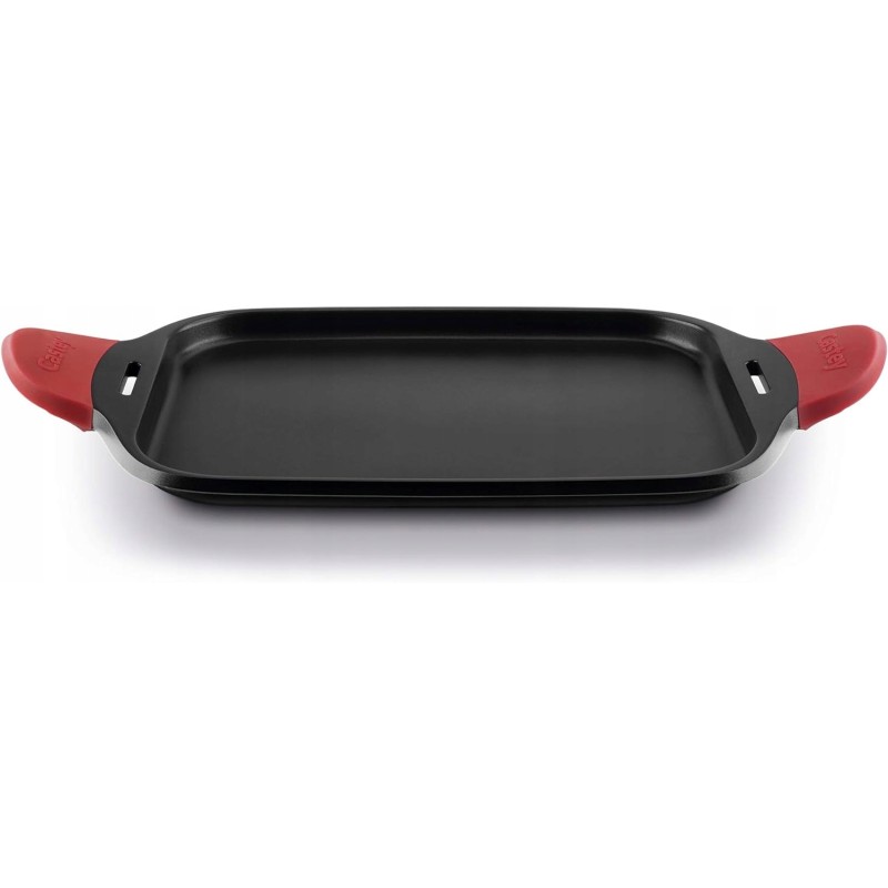 Grilio padėklas, indukcinis 45 cm, juodas/raudonas, 48,5 x 27,5 cm