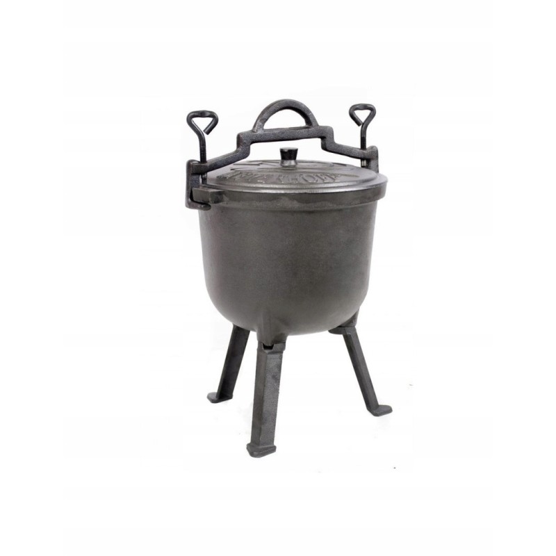 Laisvai statomas ketaus katilas, 8 litrų talpos medžioklės puodas, emaliuotas