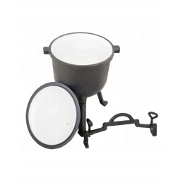 Laisvai statomas ketaus katilas, 8 litrų talpos medžioklės puodas, emaliuotas