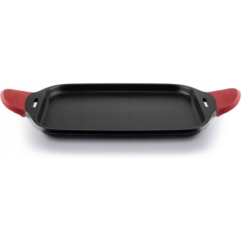 Grilio padėklas, indukcinis 45 cm, juodas/raudonas, 48,5 x 27,5 cm