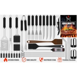 Priedų rinkinys, kepsninės reikmenys, kepsninės reikmenys, plieninės žnyplės, kepsninės kilimėlis be dėklo